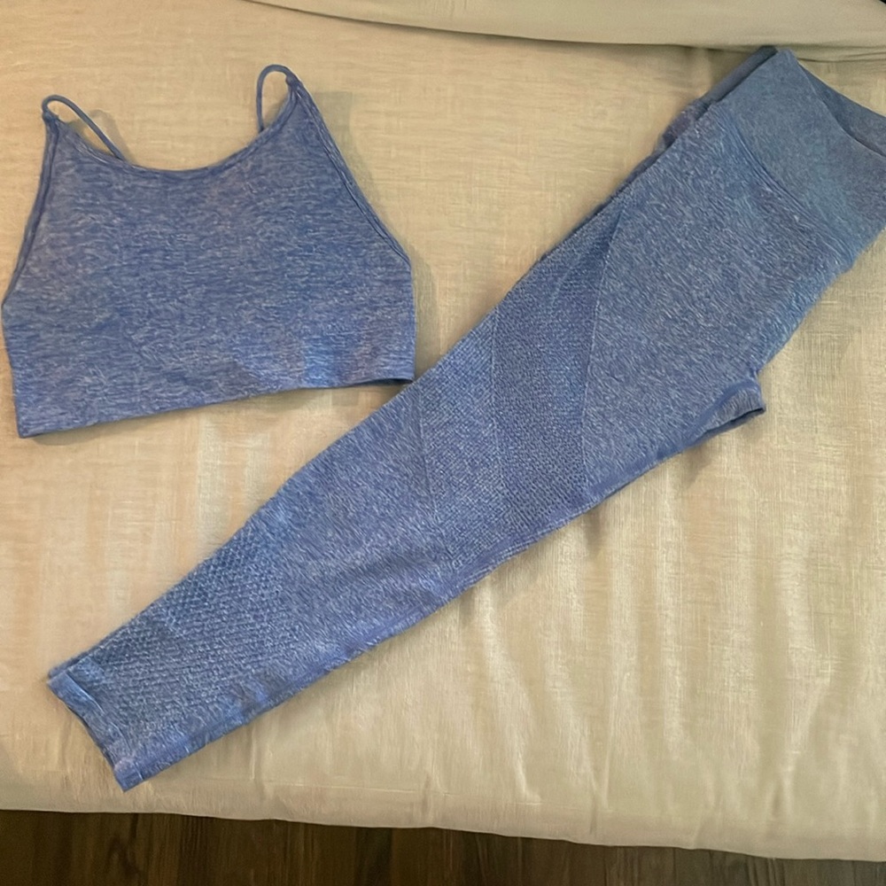 Seamless Blue High-Rise Leggings for Women